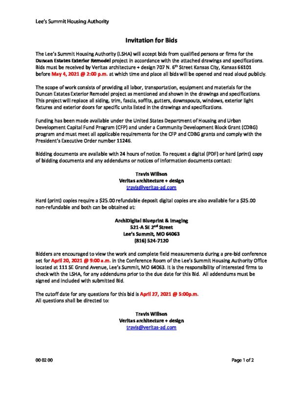 00 02 00 Invitation for Bids